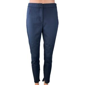 Reiss Darlas Women's Blue Skinny Mid Rise Zip-Hem Cropped Trousers Pants Size 4